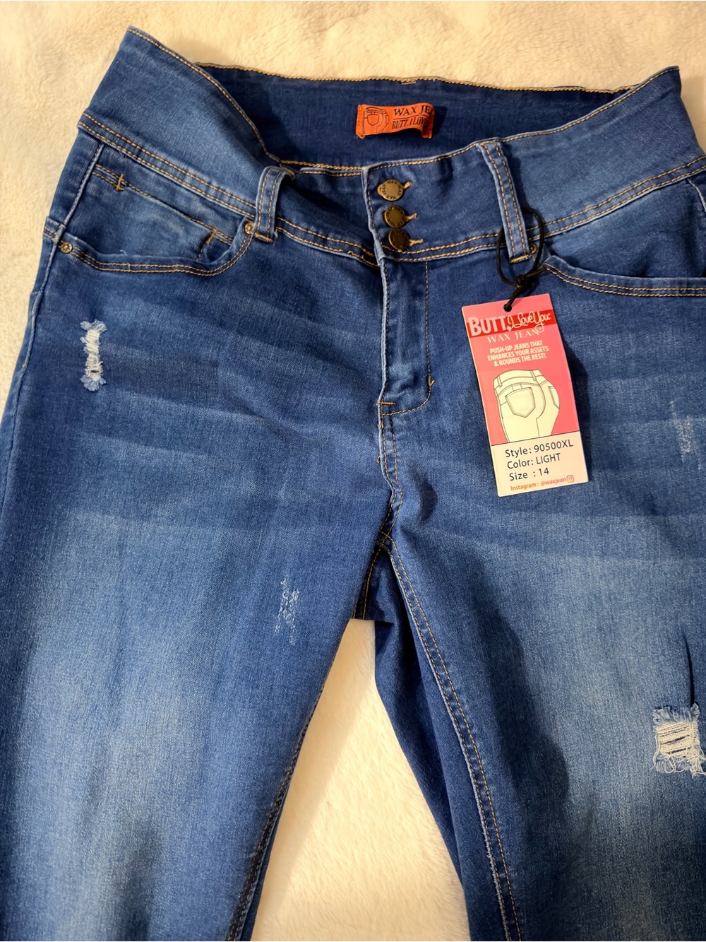 Wax Jean Women’s Blue Distressed High-Rise Skinny Jeans